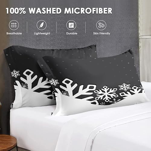 Miniatura 5 de Juego de edredón tamaño King, copos de nieve de Navidad, bola de nieve de invierno, edredón suave para niños y adultos, juego de ropa de cama retro