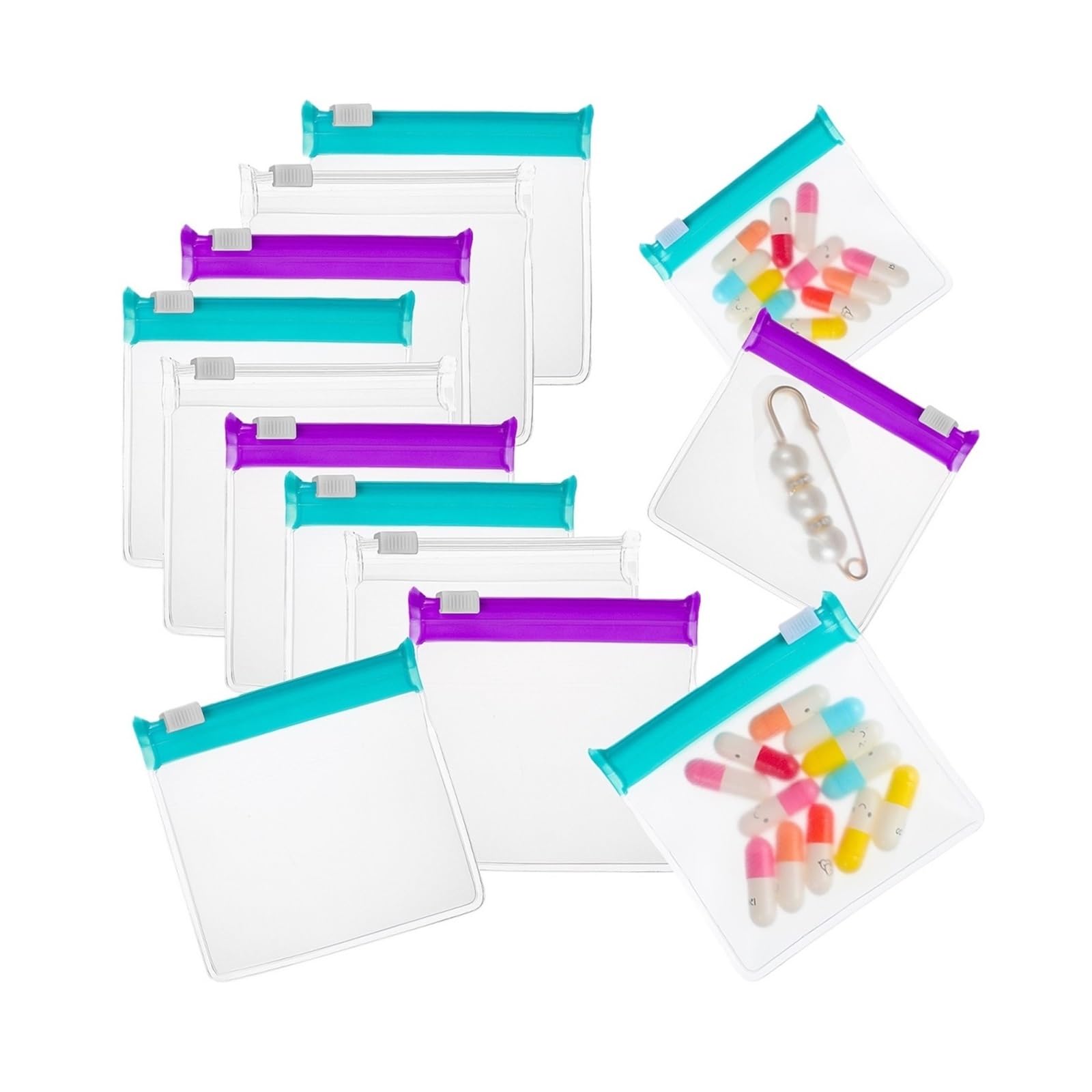 Lot de 60 sachets de médicaments en EVA de couleurs assorties pour l'organisation des médicaments
