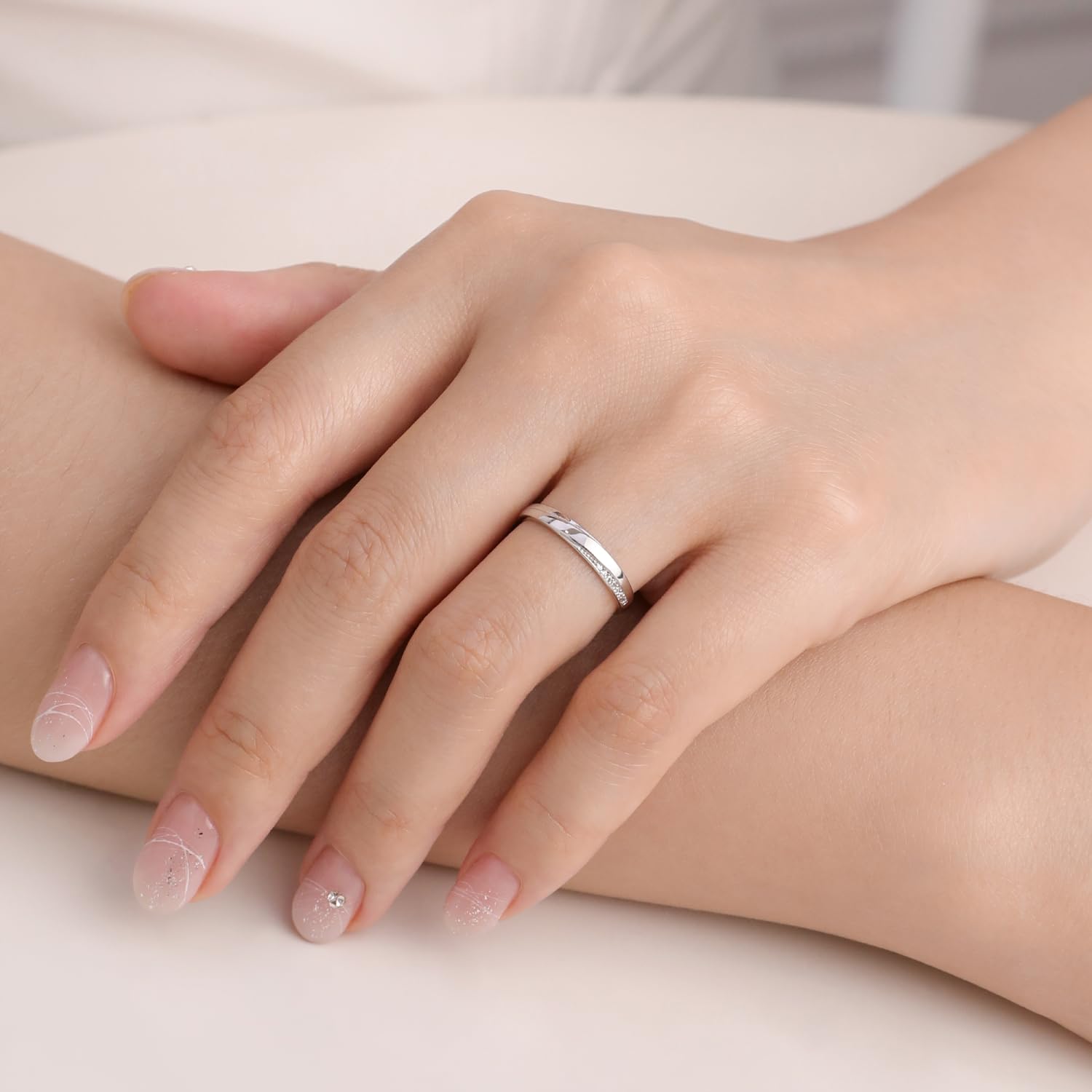 Meissa 2er-Set Paar-Ringe für Herren und Damen, 925 Sterling Silber Breite Eheringe, größenverstellbare Versprechensringe, passendes Paar-Ring-Set