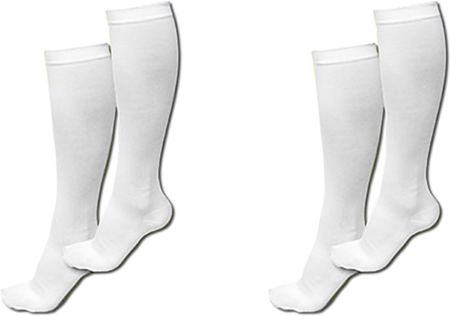 TASOM Compression Socks Over the Calf Below Knee Anti Fatigue Sock For Men's Woman's Foot Feet Ankle Heel Pain Ache Swelling Relief Support Stockings (2 Pair White Large/X-Large)