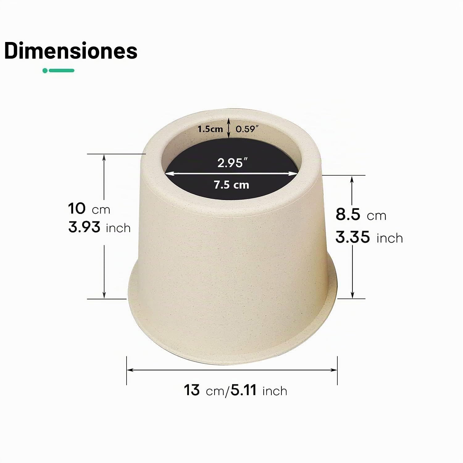 ALCCB MIIX Home - Elevadores de Cama 9.5 cm,Fibra Natural, Sin Contaminación, para Cama de Matrimonio/Reina, para Sillas de Muebles, Elevadores de Cama, Juego de 4 Piezas,Beige