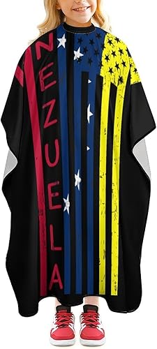 Capa de corte de pelo profesional con bandera de Estados Unidos de Venezuela para niños, delantal de corte de pelo grande, accesorios de peluquería