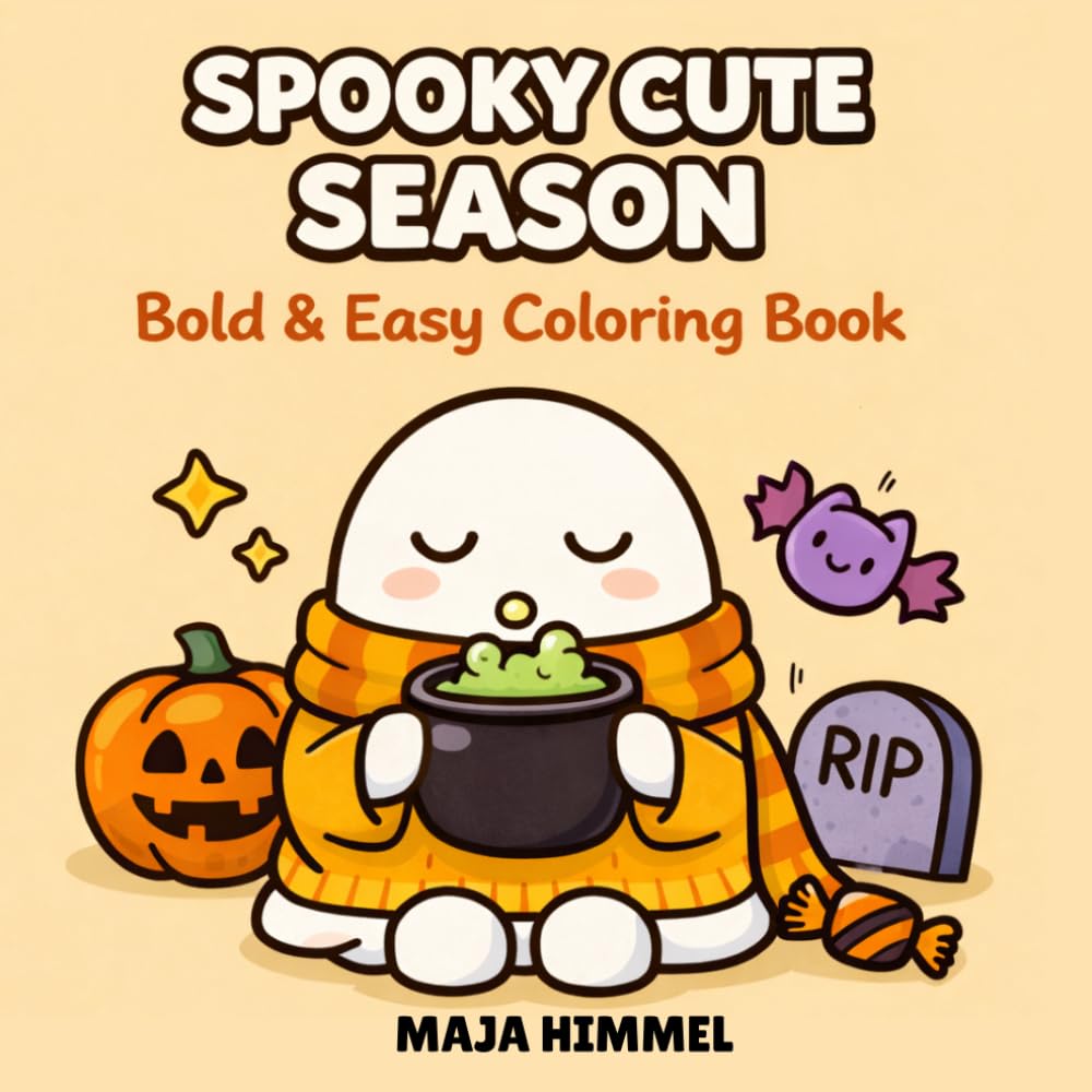 Spooky Cute Halloween Season Bold & Easy Coloring Book for Kids & Adults: 40 Cute & Simple Pages for Relaxation and Creative Fun (Cozy Seasons Coloring Series)