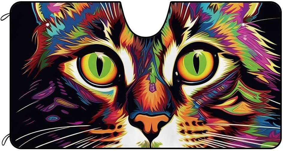 Bengal Cat Windshield Sunshade for Car Truck SUV Cute Pet Face Front Windows Sunshade Blocks UV Rays Sun Heat 51x26.8 Inch Style 3