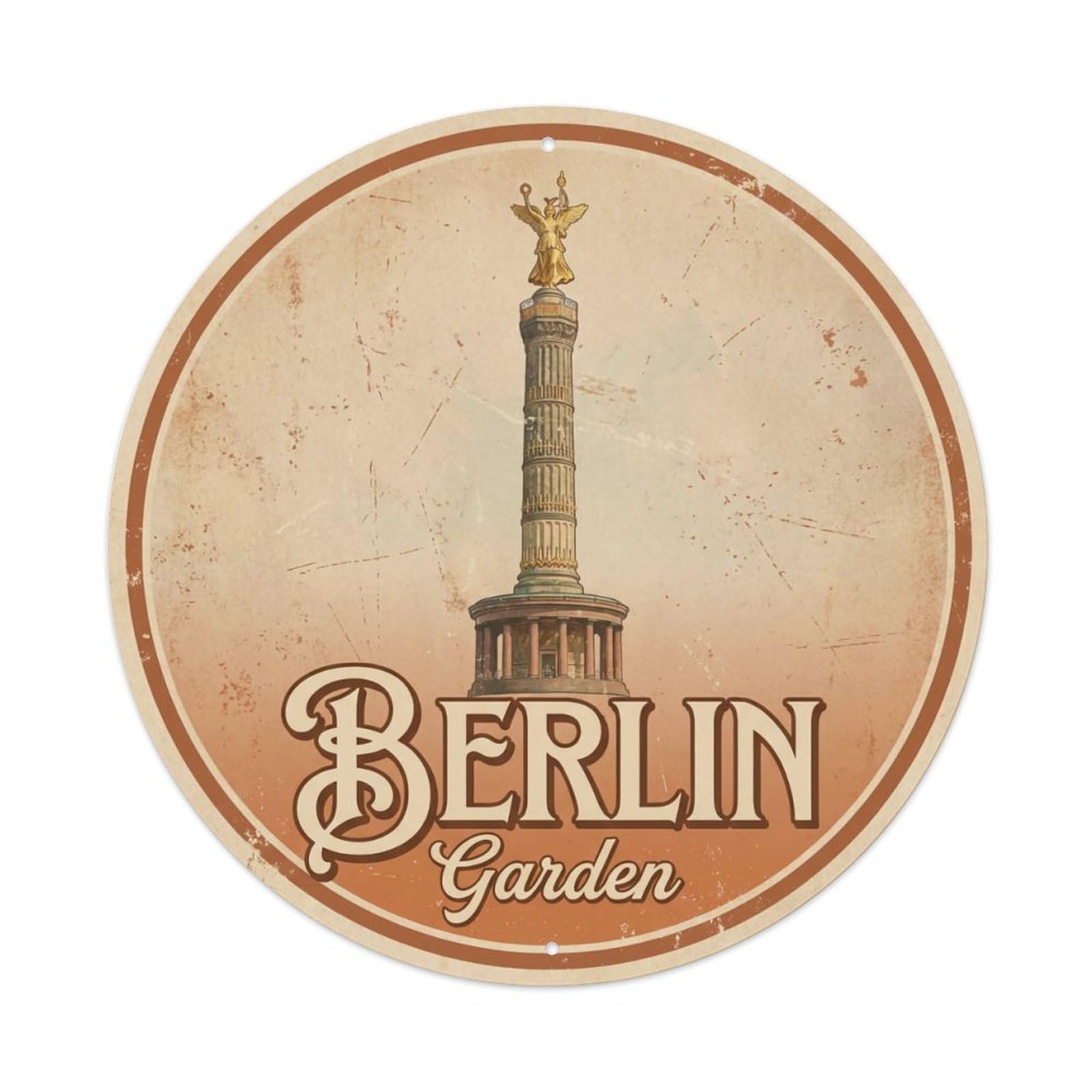 Yrnq 8X8inch Vintage Style Vintage Travel Berlin Germany Park Metal Tin Sign