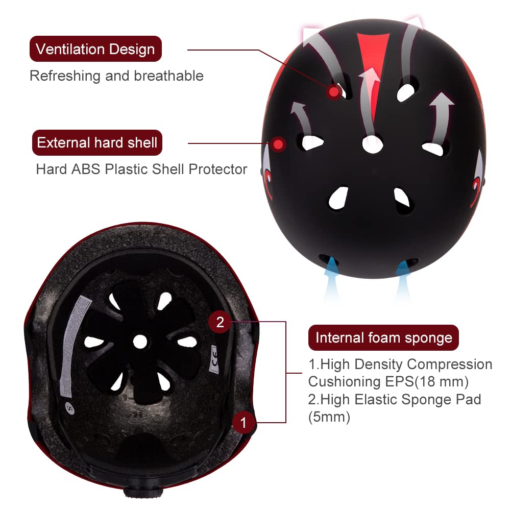Casco Bici Bambino 2 3 4 5 Anni, Caschi per Bambini degli Cartone Animato Sicurezza Protezione della Testa 50-54CM per Bambini Leggero Traspirante