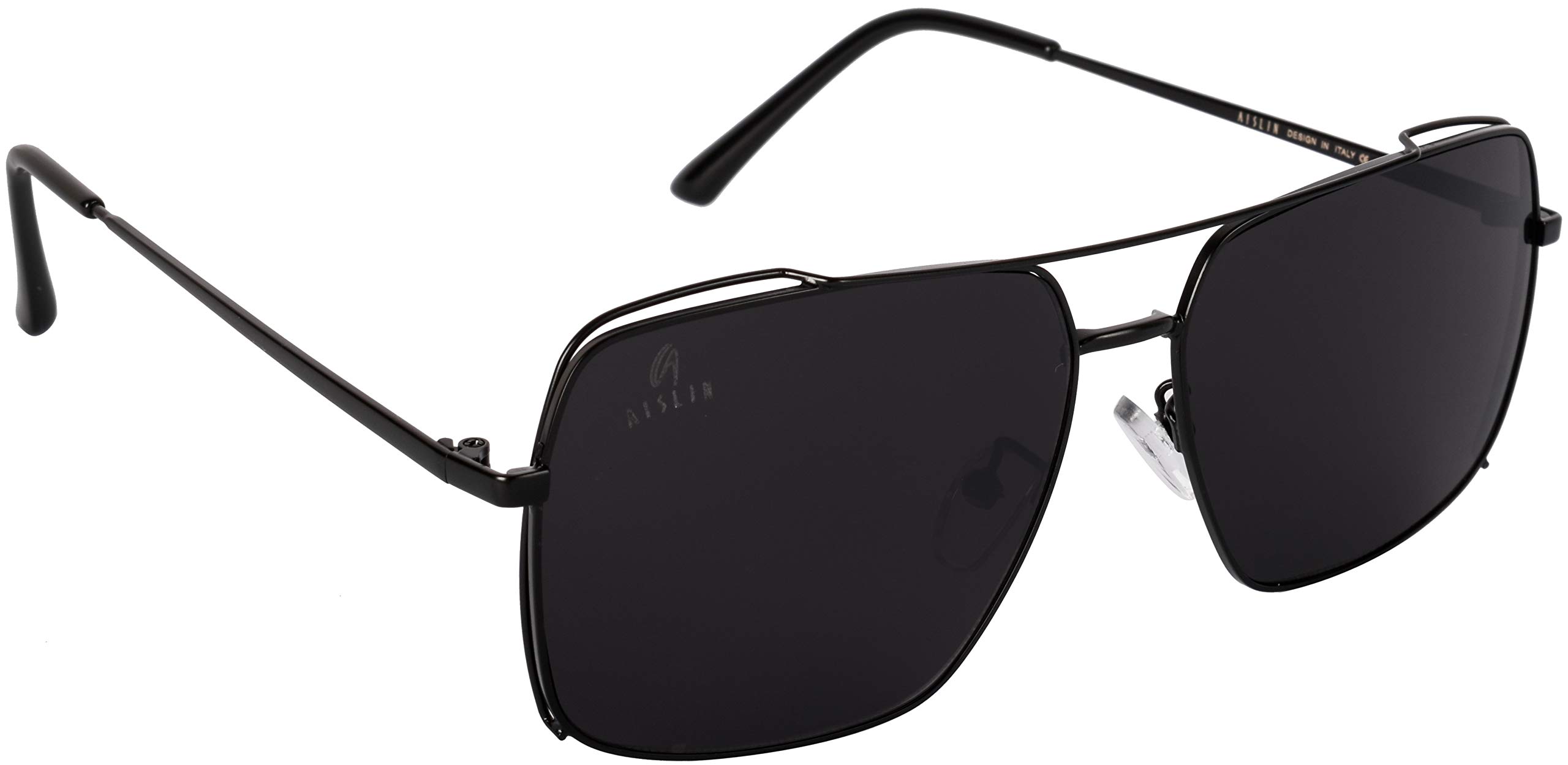 UV Protected Unisex Wayfarer/Rectangular Sunglasses - (Black Lens | Matte Black Frame | Large Size | AS80116)-image-12