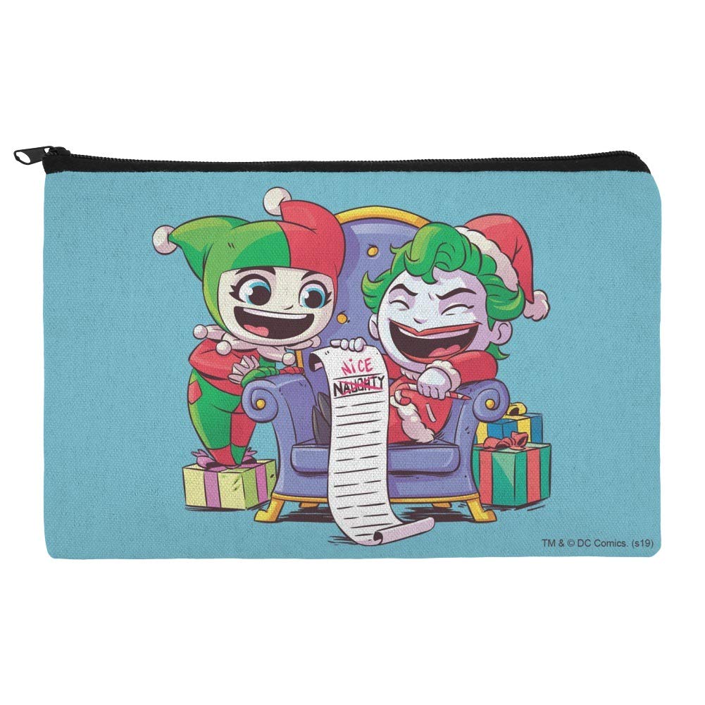Harley Quinn and Joker Naughty List Makeup Cosmetic Bag Organizer Pouch