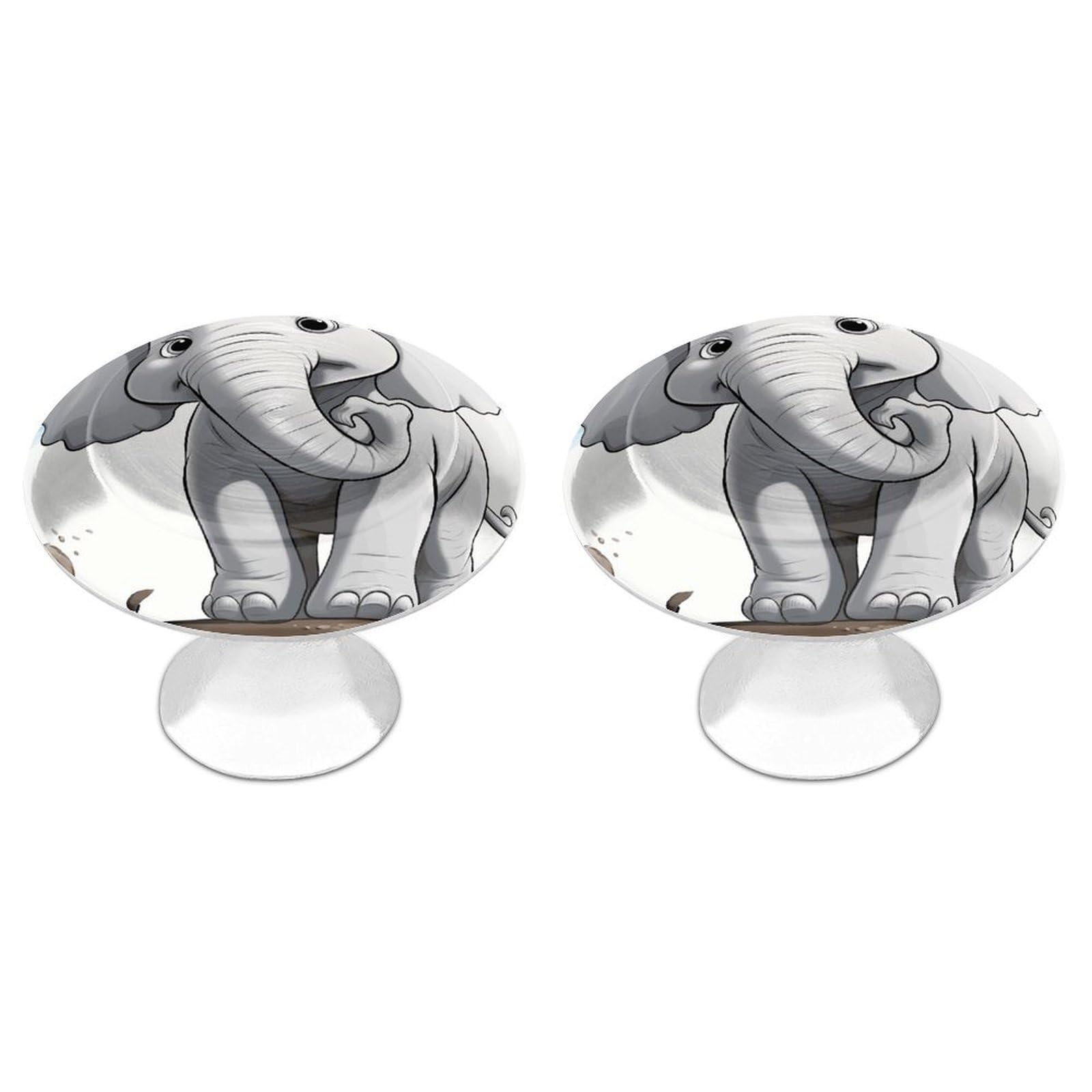 FekiLoot White Elephant Cabinet Knobs Personality Stainless Steel Round Drawer Handles Circle Modern Cabinet Handles Drawer Knobs for Kitchen Dresser Bathroom Cupboard Furniture
