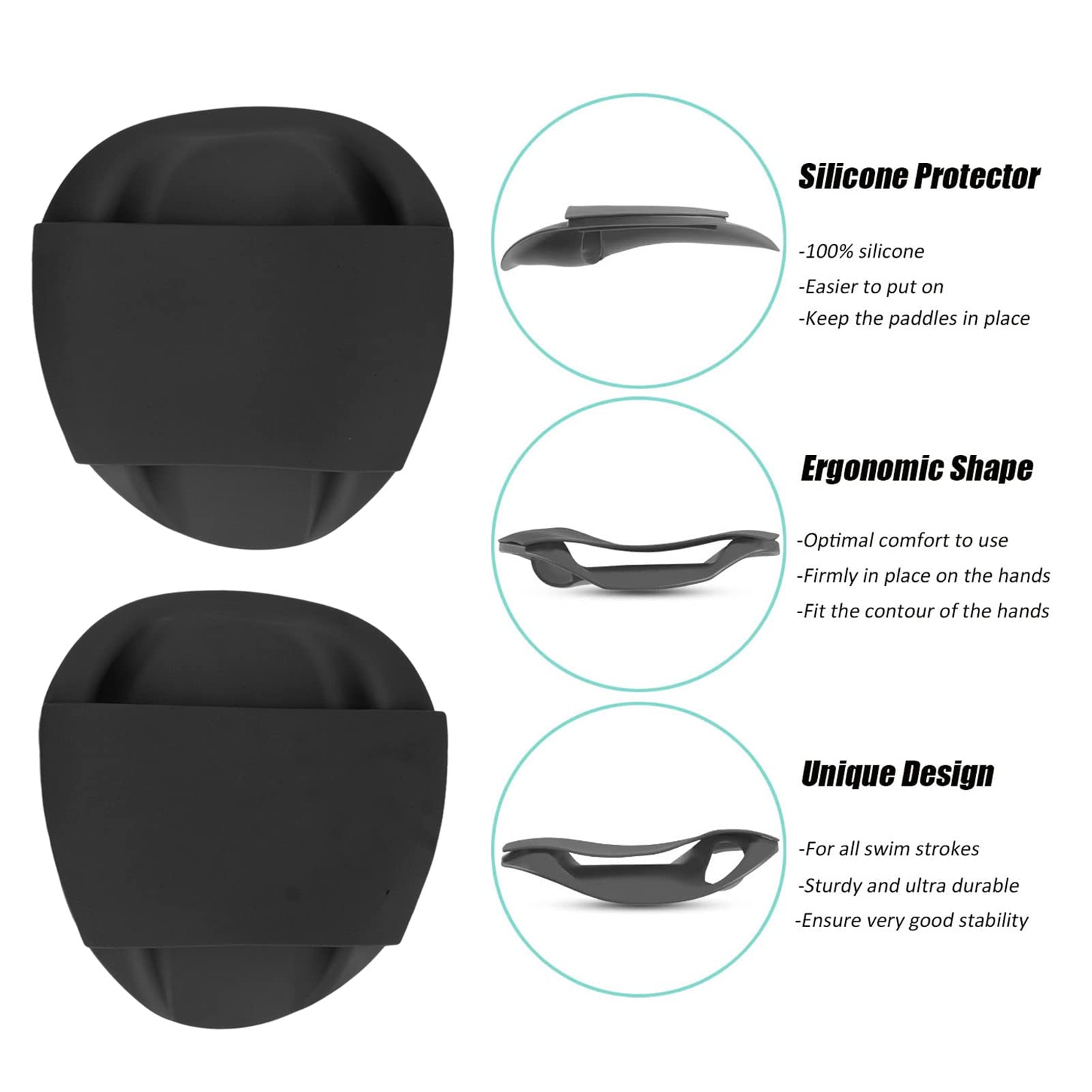 Lybunair 1 Pair Swim Training Hand Paddles with PP Silicone Ergonomic Shape Handle Used for costlessstyle Breaststroke (S 13x8cm)