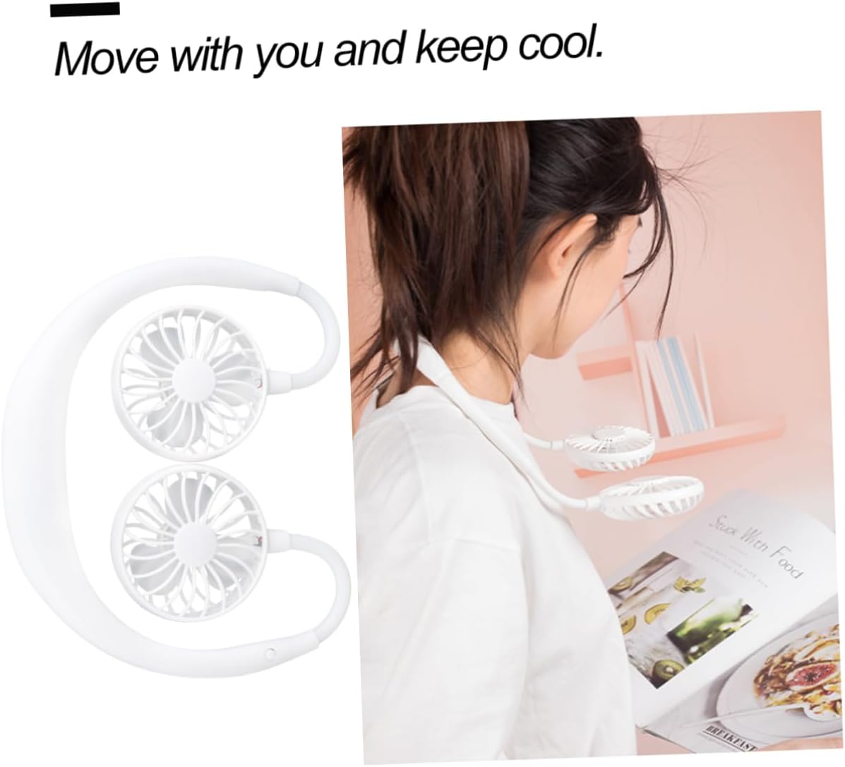 Zerodeko Pcs Handheld Fan Neckband Mini Fan Personal Cooling Portable Wearable Rechargeable Speed for Travel Outdoor Office Random