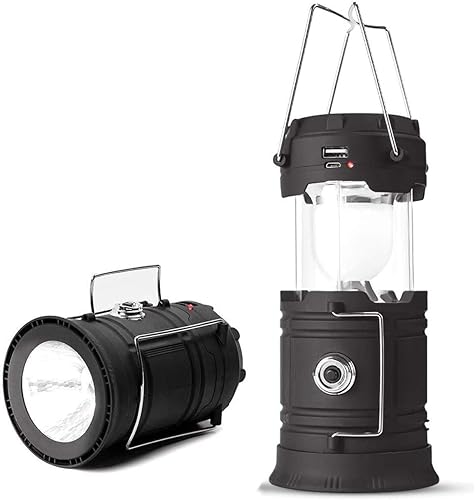 MVZKS Linternas solares recargables lámpara de camping con pilas luces de emergencia para cortes de energía huracanesluces nocturnas 1 unidad negro