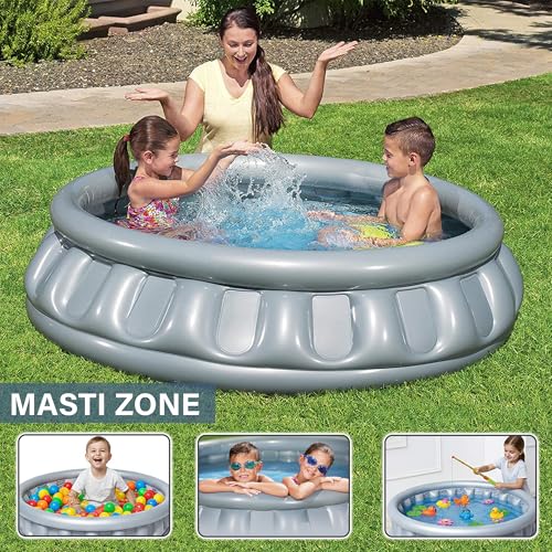 Image of NHR Inflatable Swimming Pool for Kids (152 x 43 cm, 5 Feet), 512L Round Water Splash Pool Bath Tub for Toddlers & Children, Heavy Duty BPA Free Non-Toxic Grey Outdoor Indoor Lawn Garden Water Pool
