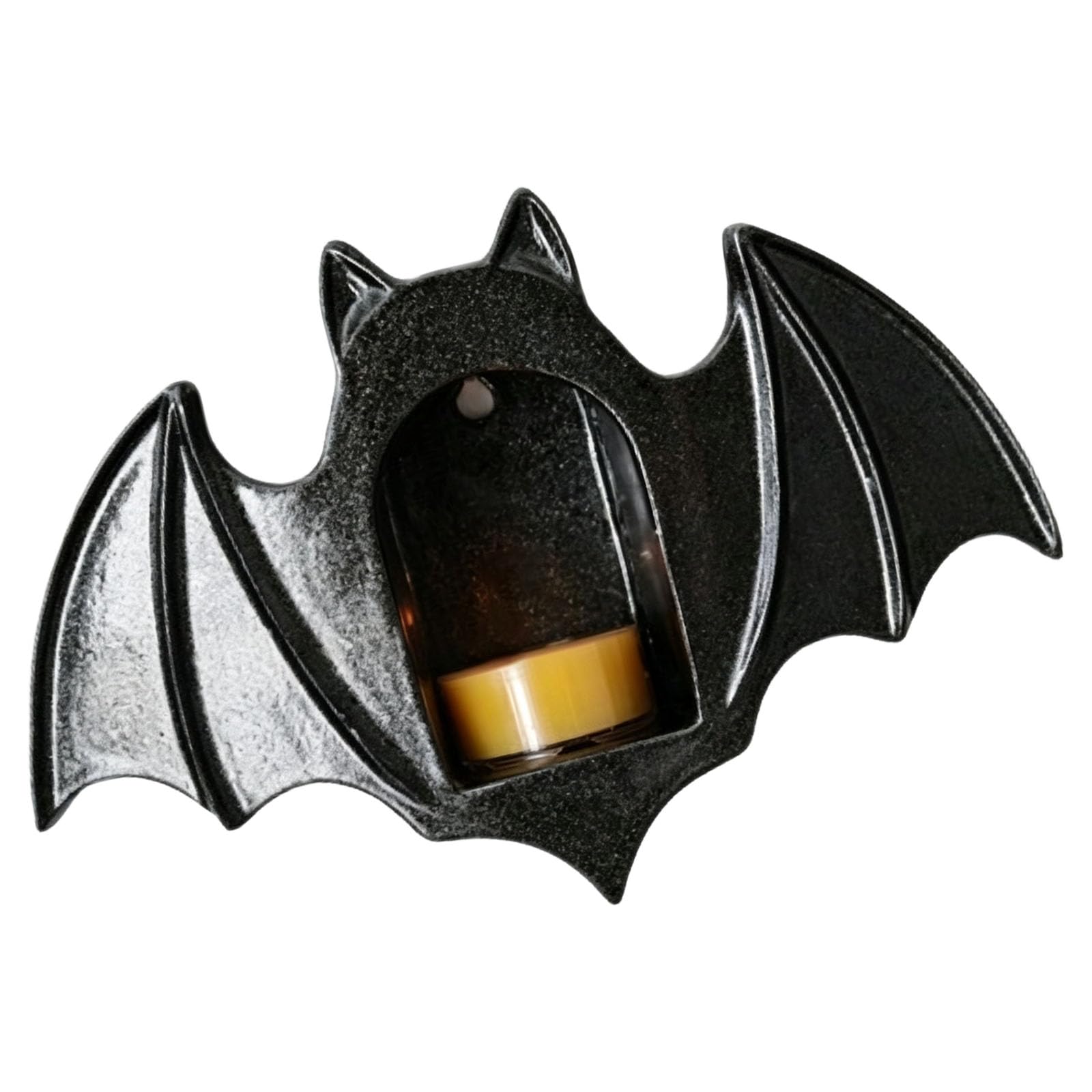 Pangboer Black Halloween Wall Mount Tealight Holders Decors With Bat Shape, Resin Wall Sconce For Shelves, Entryways And Mantel Displays Bat Sconce Holder Halloween Accent Mount Decor Entryway Seasonal
