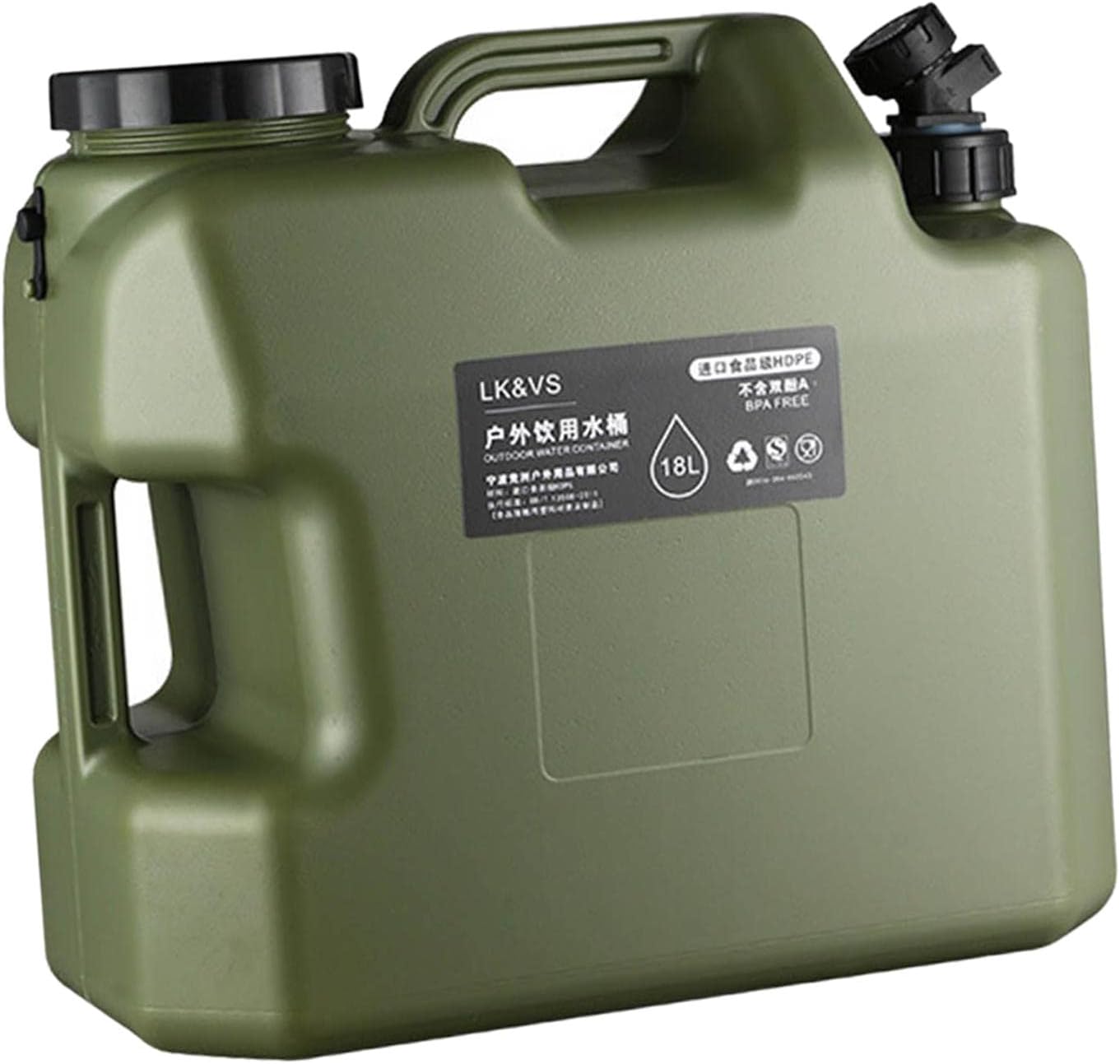 18L Water Container with Detachable Spigot, Jug Carrier, Scratch Resistant Portable Army Green
