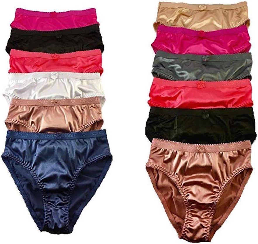 6 Pack Satin Shine Full Coverage Women's Panties Smooth Soft Nylon