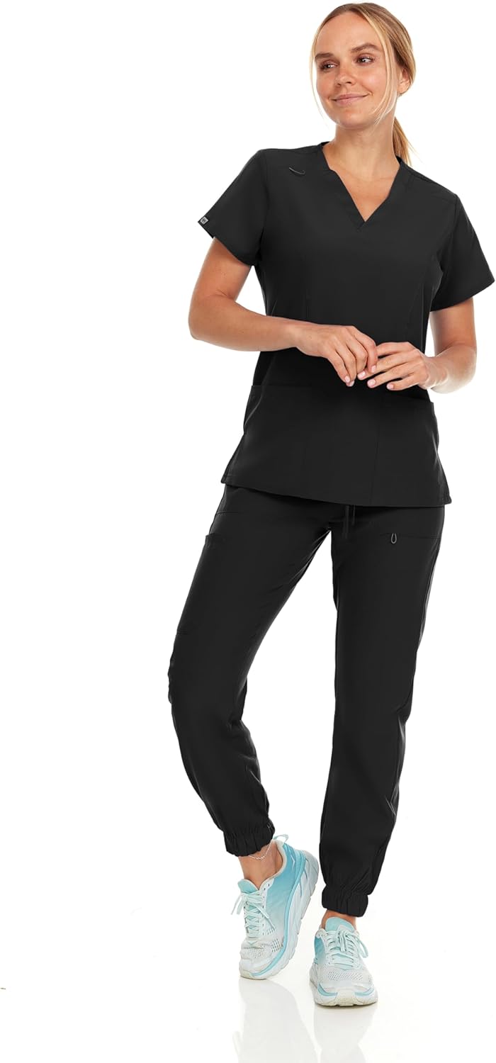 Hey Collection Womens Stretch V-Neck Jogger Scrubs Set, Medical Nursing Tops with Four Pocket Pants - Image 4