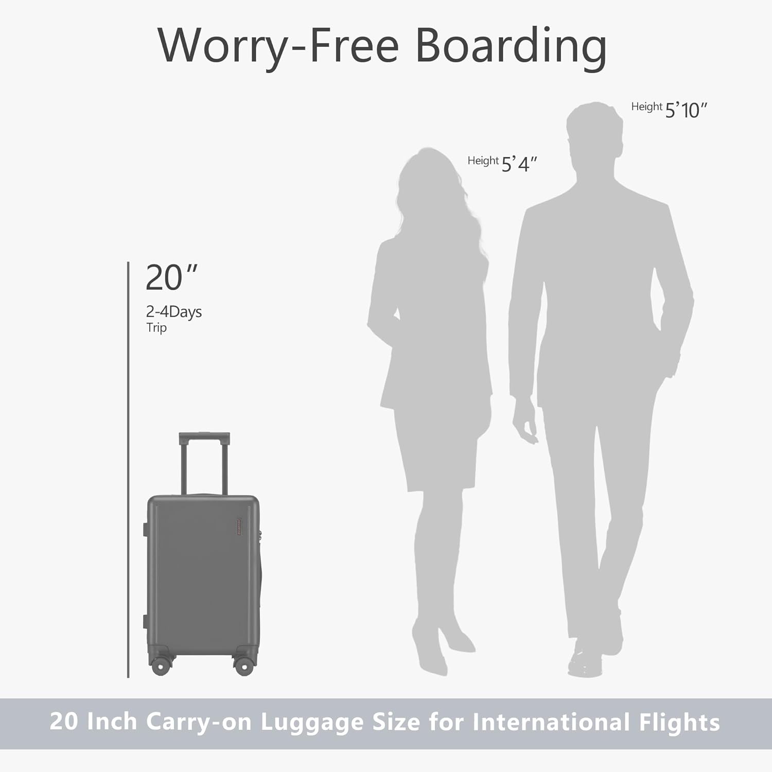 20 Inch Carry-on Luggage, 22x14x9 Airline Approved Carry on Luggage, Hard Shell Small Rolling Carry on Suitcase with Spinner Wheels TSA Approved for Travel (White, 20 IN) - Image 3