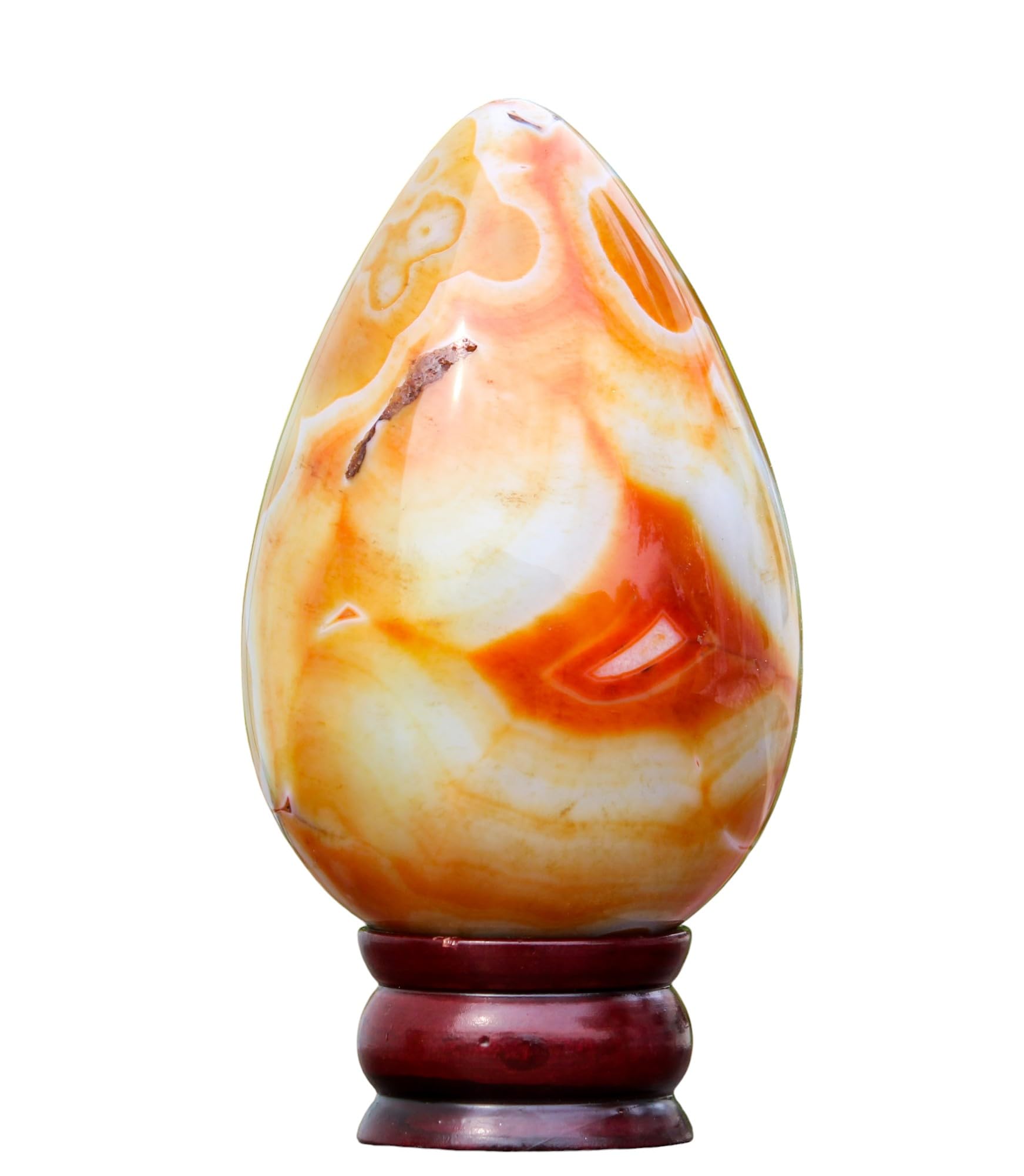 A+Huevo de piedra grande metafísica curativa de chakras de cristal de cornalina con bandas rojas naturales pulidas (140 mm/1360 g) para meditación, Feng Shui, aura, para interiores, decoración del