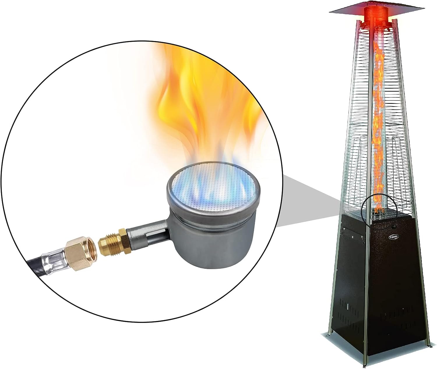 review MENSI Outdoor Propane LP Gas Glass Tube Patio Heater Parts Porch Deck Heater Steel Repalcement Infrared Ceramic Burner with Orifice Kit 42000 BTU