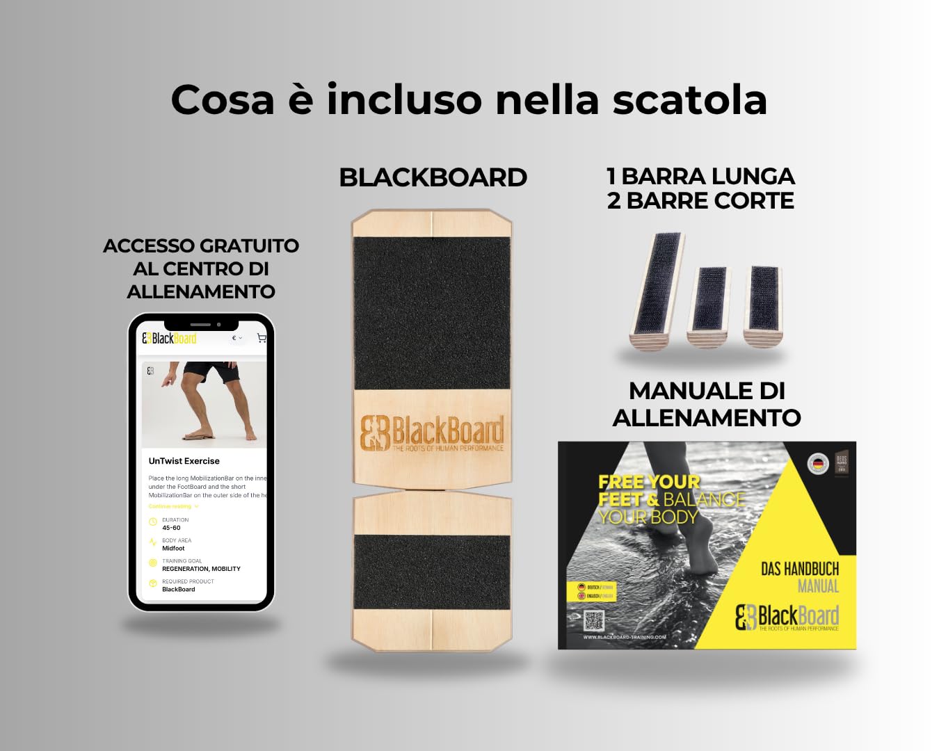 BlackBoard® Dispositivo di allenamento per il piede I Rafforzamento e stabilizzazione del piede | Allenamento dell'asse delle gambe per prevenire dolori articolari | Fisioterapia - Made in Germany