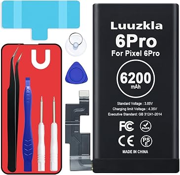 Compatible with Pixel 6 Pro Battery, 6200mAh New Upgrade Super Capacity Battery Compatible with Google Pixel 6 Pro GLUOG, G8VOU, with Full Tool Kits-24 Months Service