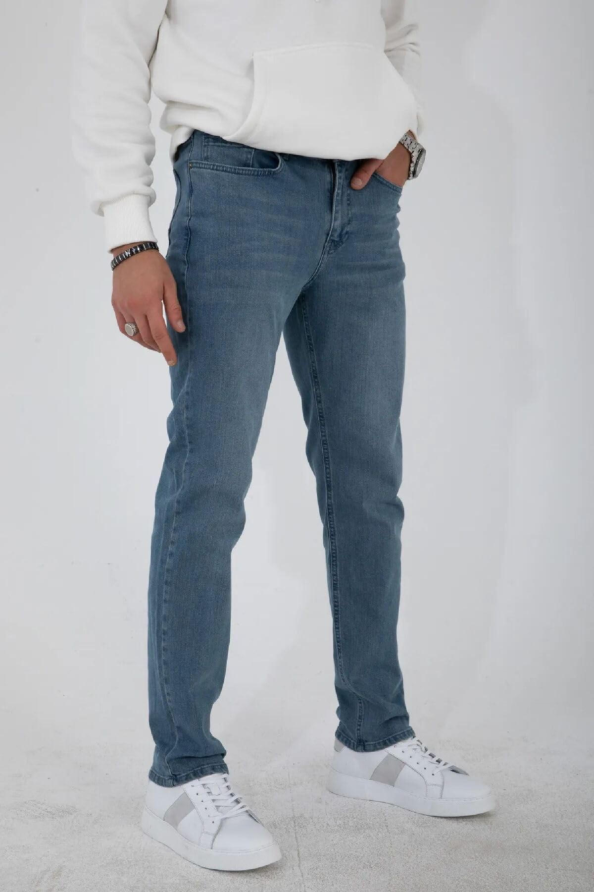 HALAT'S Herren Regular Fit Lycra Jeans Pipe Leg Casual Cut Jeans Hose