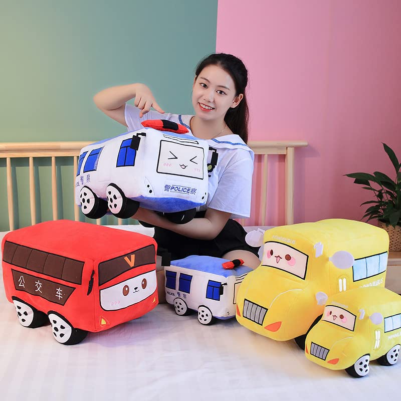 Image of Car Plush Toy Soft Stuffed Car Plush Pillow Toy CuteTractor Cartoon Throw Pillow Plushie Gifts for Kids Birthday Christmas Party (Bus)