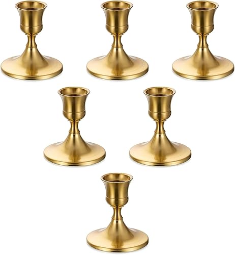 Candelabros dorados para velas cĂłnicas, 6 piezas Romadedi Gold LatĂłn Portavelas para centro de mesa, recepciĂłn de boda, decoraciĂłn festiva de mantel Candelabros dorados para velas cĂłnicas, 6 piezas Romadedi Gold LatĂłn Portavelas para centro de mesa, recepciĂłn de boda, decoraciĂłn festiva de mantel
