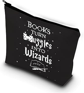 Book Lover Makeup Bag For Librarian Reader Bibliophile Bookworm Reading Lover Travel Pouch (Books turn bl)