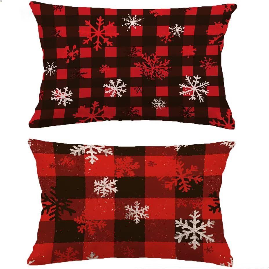 Housse de coussin extérieur imperméable 60x80 aspect lin rouge de jardin