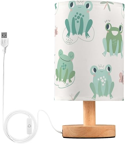 Miniatura 2 de Lámparas de dormitorio, mesita de noche, luz con sombra, lindas ranas rosadas, lámparas blancas para espacios pequeños biblioteca