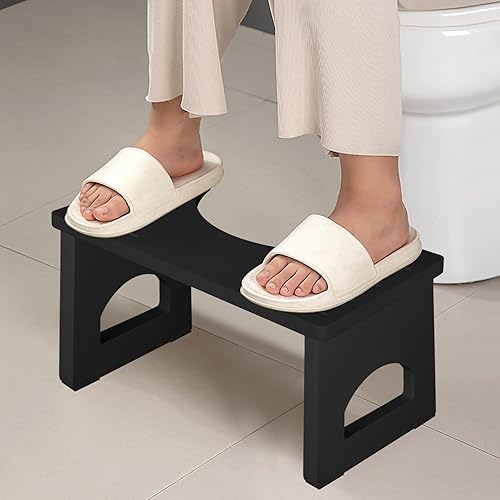 Miniatura 2 de Taburete de inodoro plegable, taburete de 7 pulgadas para baño, taburete de inodoro de bambú para adultos, taburete plegable para sentadillas con