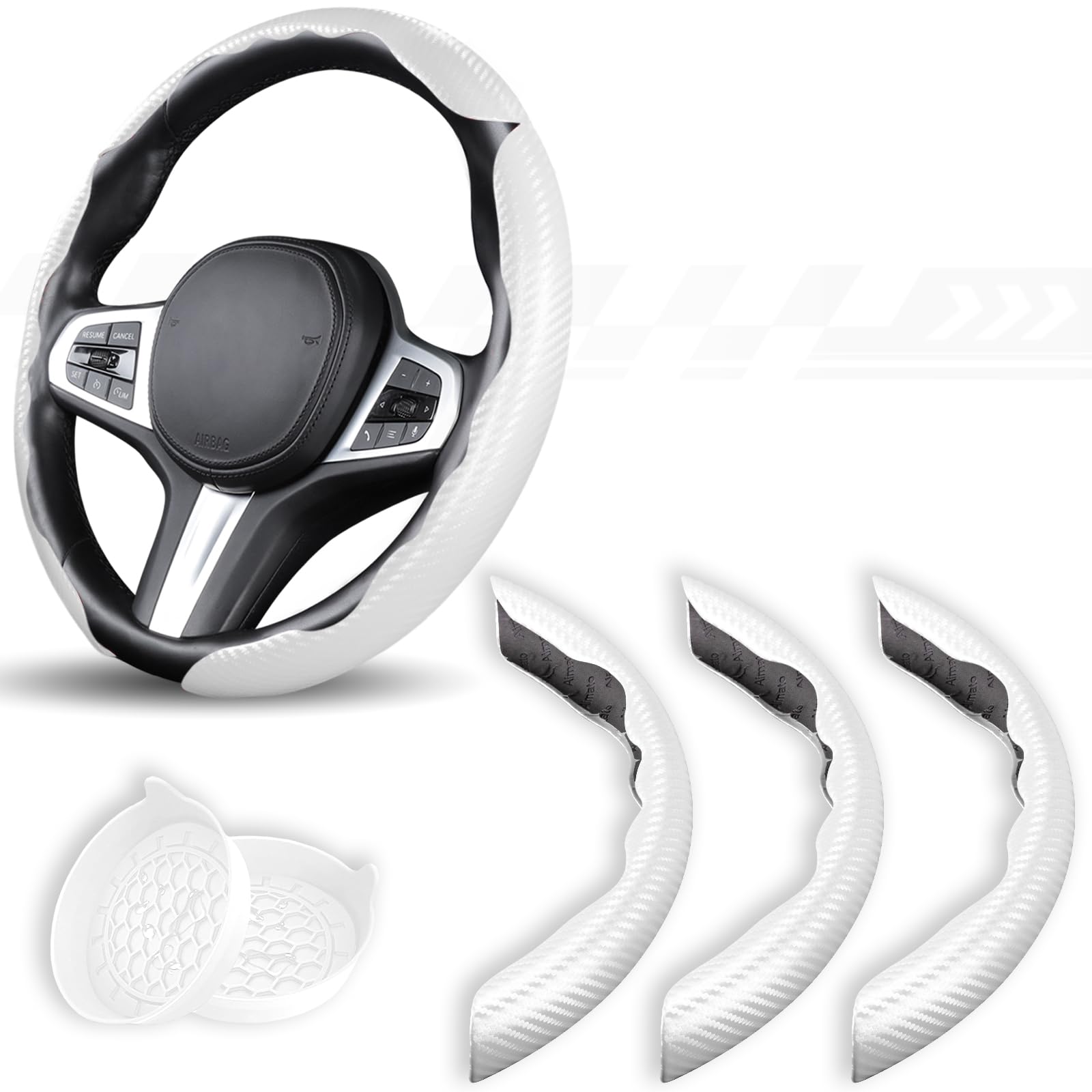 3 Fundas para Volante de Fibra de Carbono, Protector de Volante de