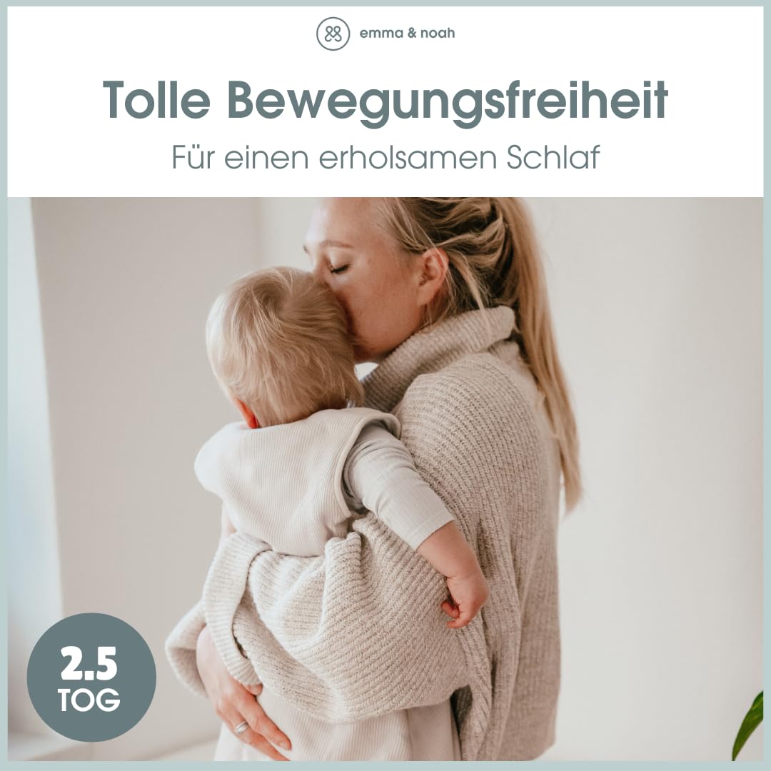 emma & noah Baby Schlafsack 2.5 TOG, Strampelsack für den Herbst und Winter in vielen Farben, Bio-Baumwolle, OEKO-TEX Zertifiziert, Schlafsack für Neugeborene (Floral Sand, 70 cm)