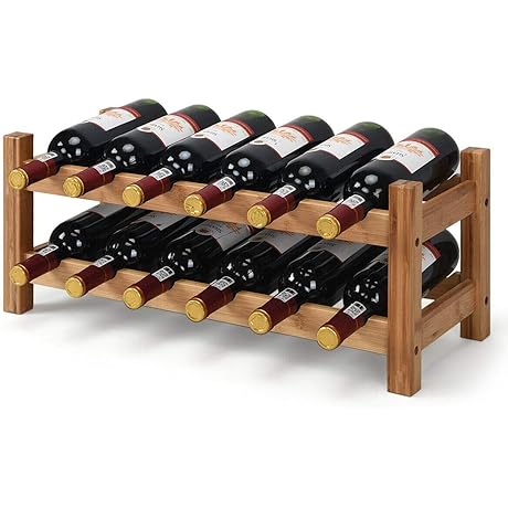 COSTWAY Bamboo 12 Bottle Wine Rack