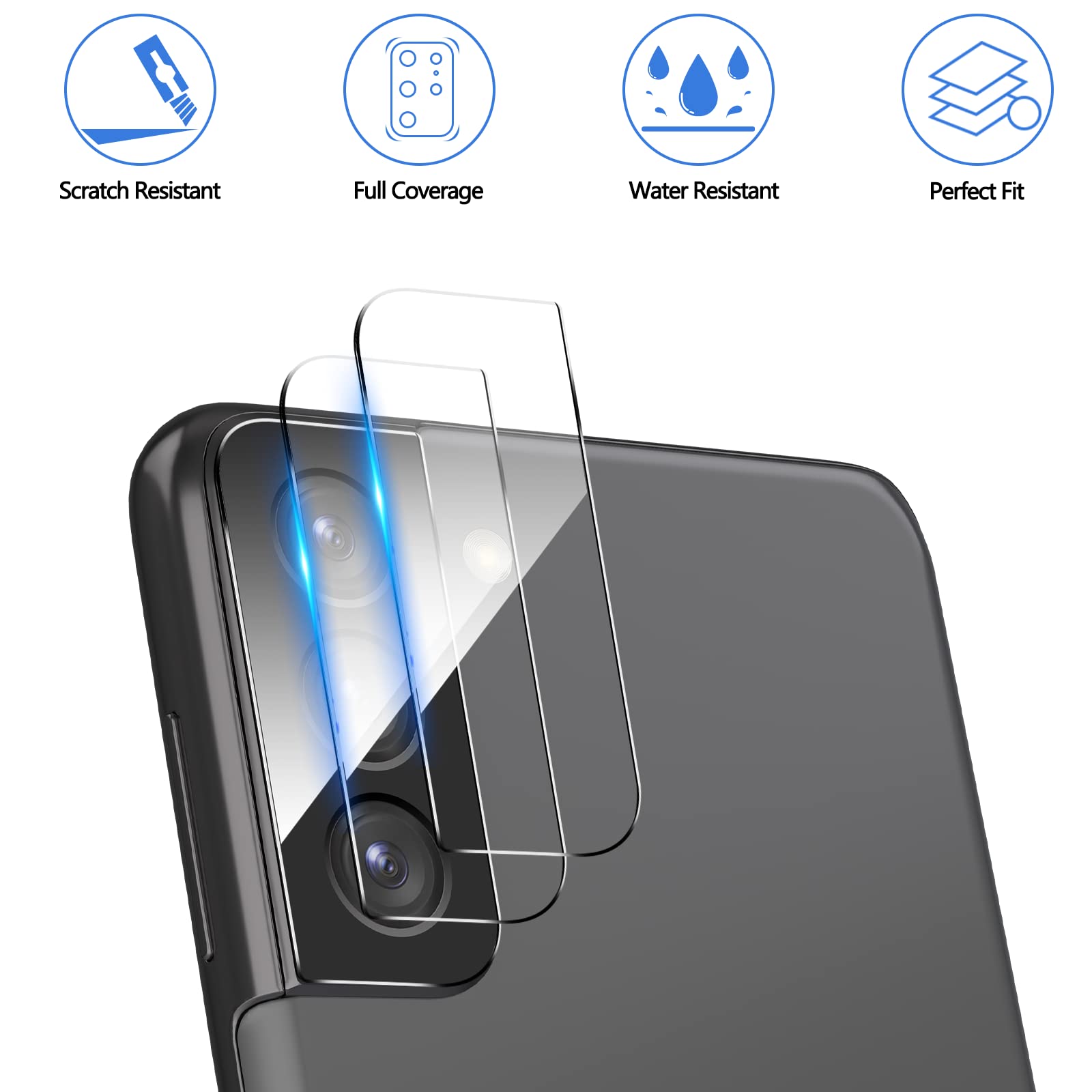 YWXTW 3-pak do Samsung Galaxy S22 / S22 Plus osłona obiektywu aparatu, szkło hartowane 9H, odporne na zarysowania, ultracienkie