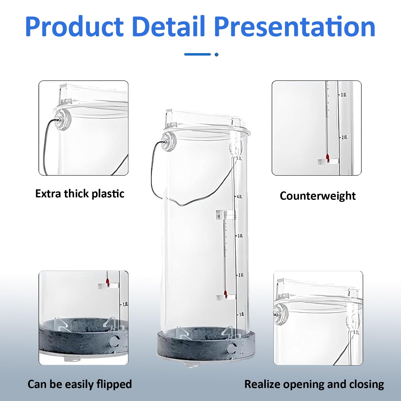 Campionatore a braccetto oscillante per Campioni d'Acqua, Dispositivo di campionamento in plexiglass da 2 Litri con Corda in Nylon Regolabile per analisi di acque superficiali di fiumi e Lag