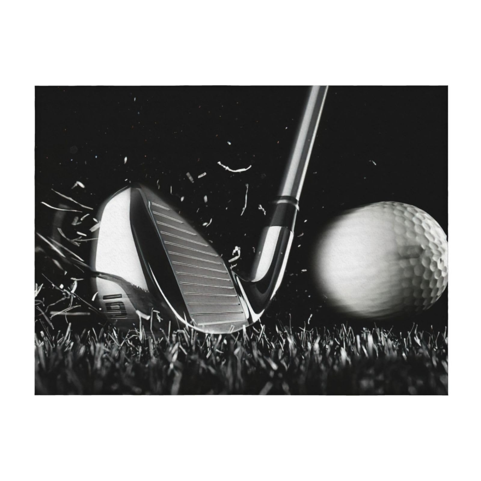 Couverture légère golf noir et blanc au design graphique toutes saisons