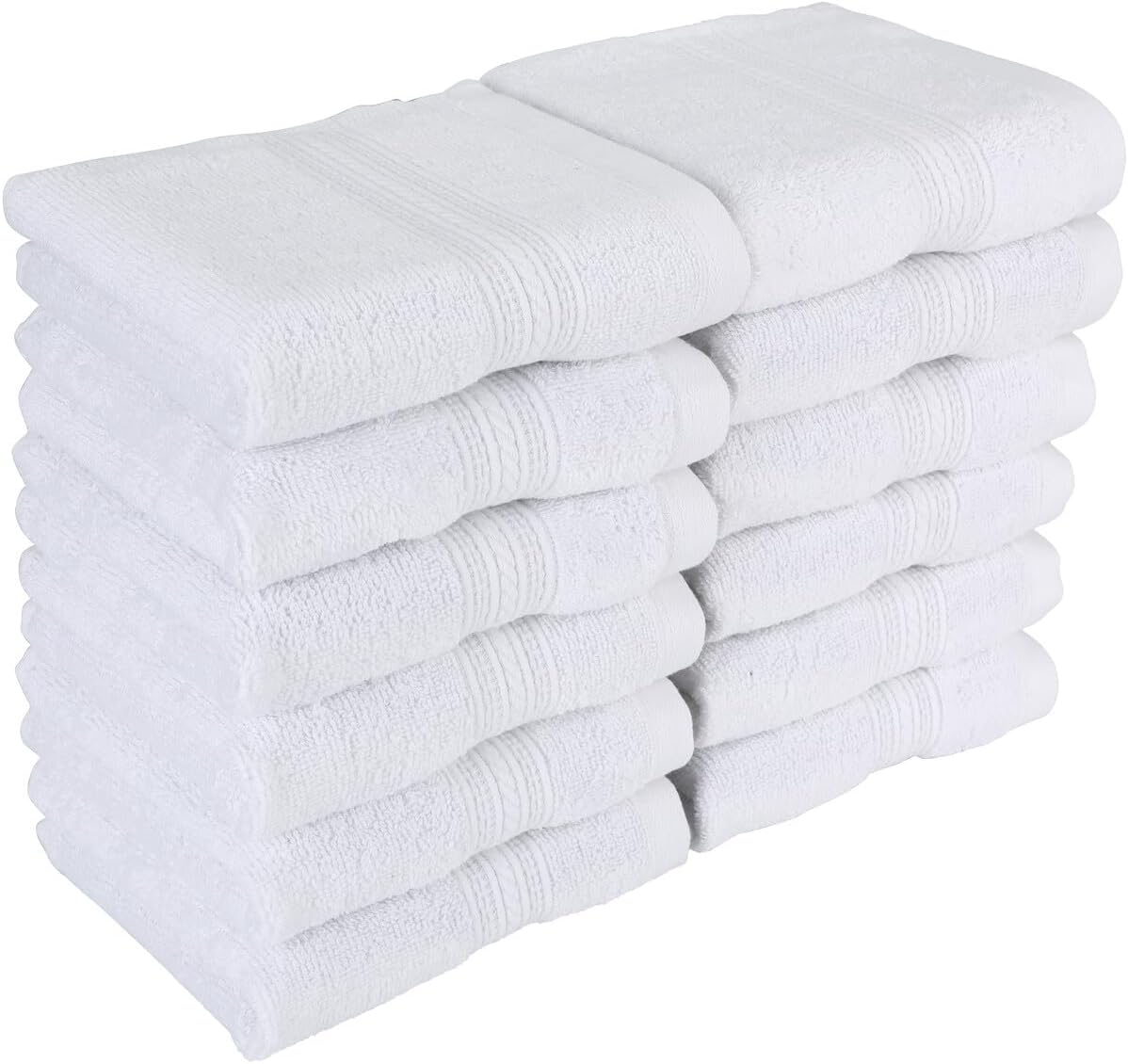 Kaufman - Luxury Washcloths 12 Pack | 13 x 13 in | 100% Cotton Face Towels | Soft Feel Wash Cloths for Your Face and Body, Highly Absorbent - Wash Cloth Essential for Showering Bathroom, Spa, and Gym White 12 Washcloths