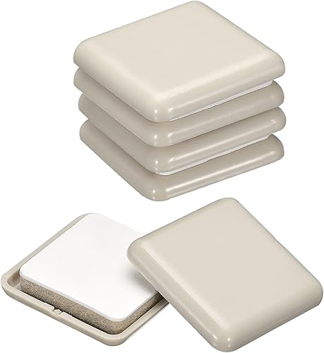 uxcell Deslizadores de muebles, 12 piezas de 1 38 pulgadas, almohadillas deslizantes cuadradas autoadhesivas de plástico, deslizadores de silla para