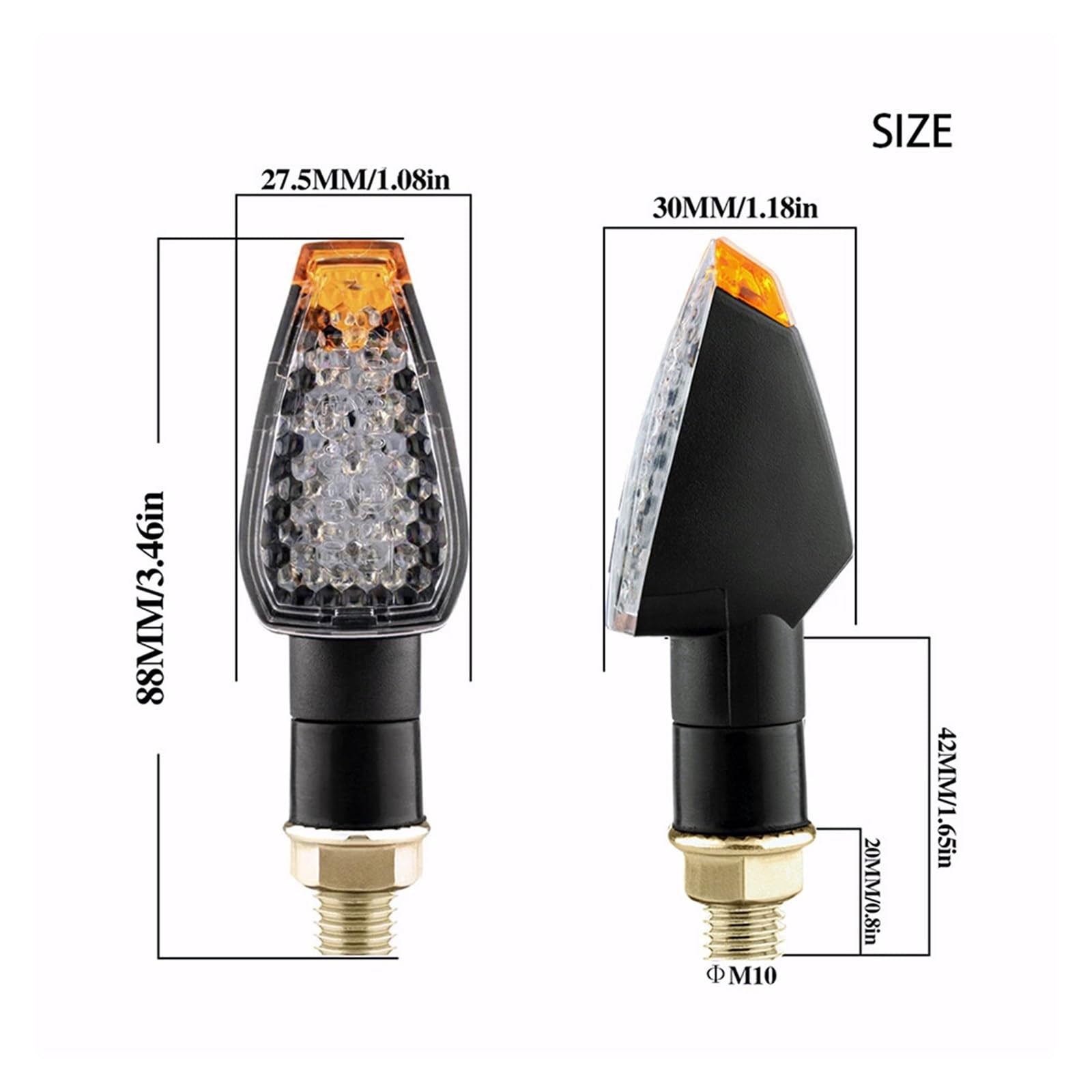 Intermitentes para Motocicleta Homologados con Marca E50, Luz Intermitente De 14 LED, Luz Ámbar Intermitente, 12 V/24 V, M10, Marca E Motocicleta Intermitentes señalizacion