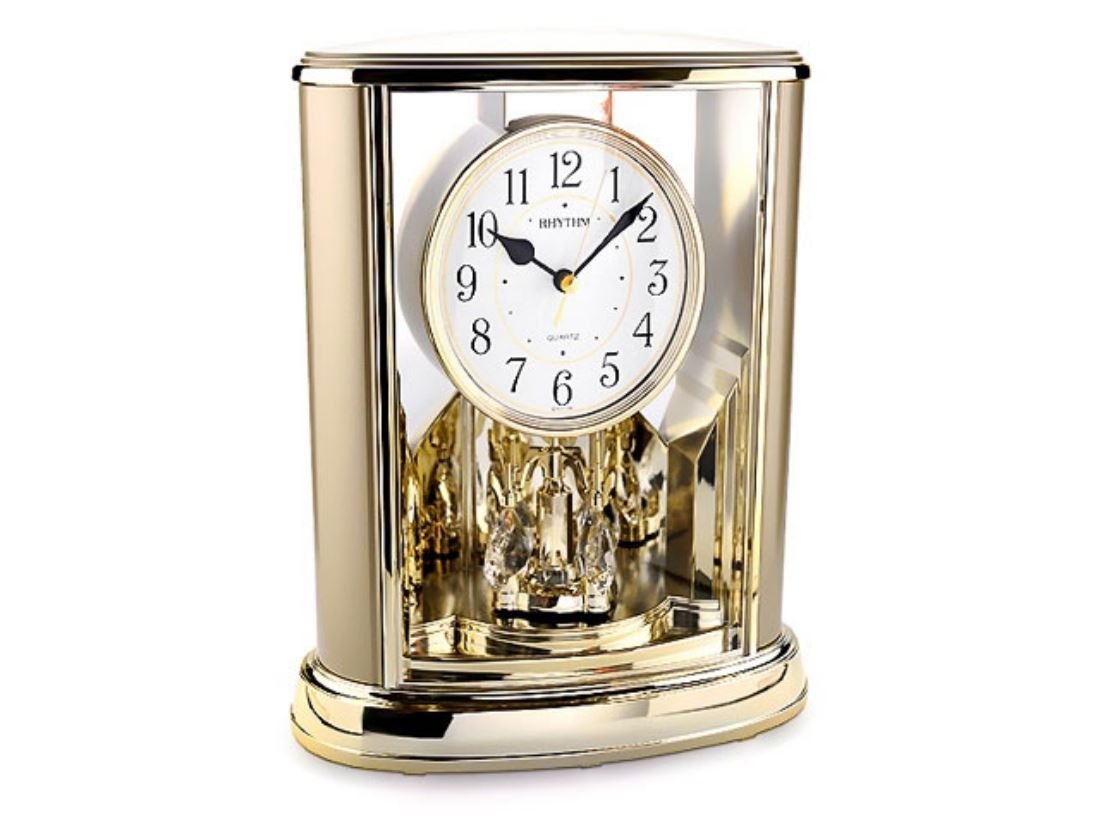 Rhythm Anniversary Style Black Arabic Numerals Mantel Clock With