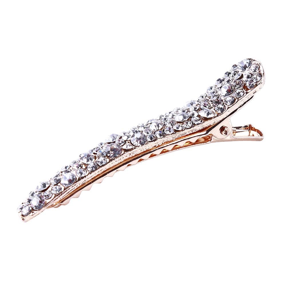 Weiy Pearl Rhinestone Beak Clip Metal Curl Clips Duckbill Sectioning Clips Alligator Hair Clips Grips Hairdressing Styling Tool,White Diamond