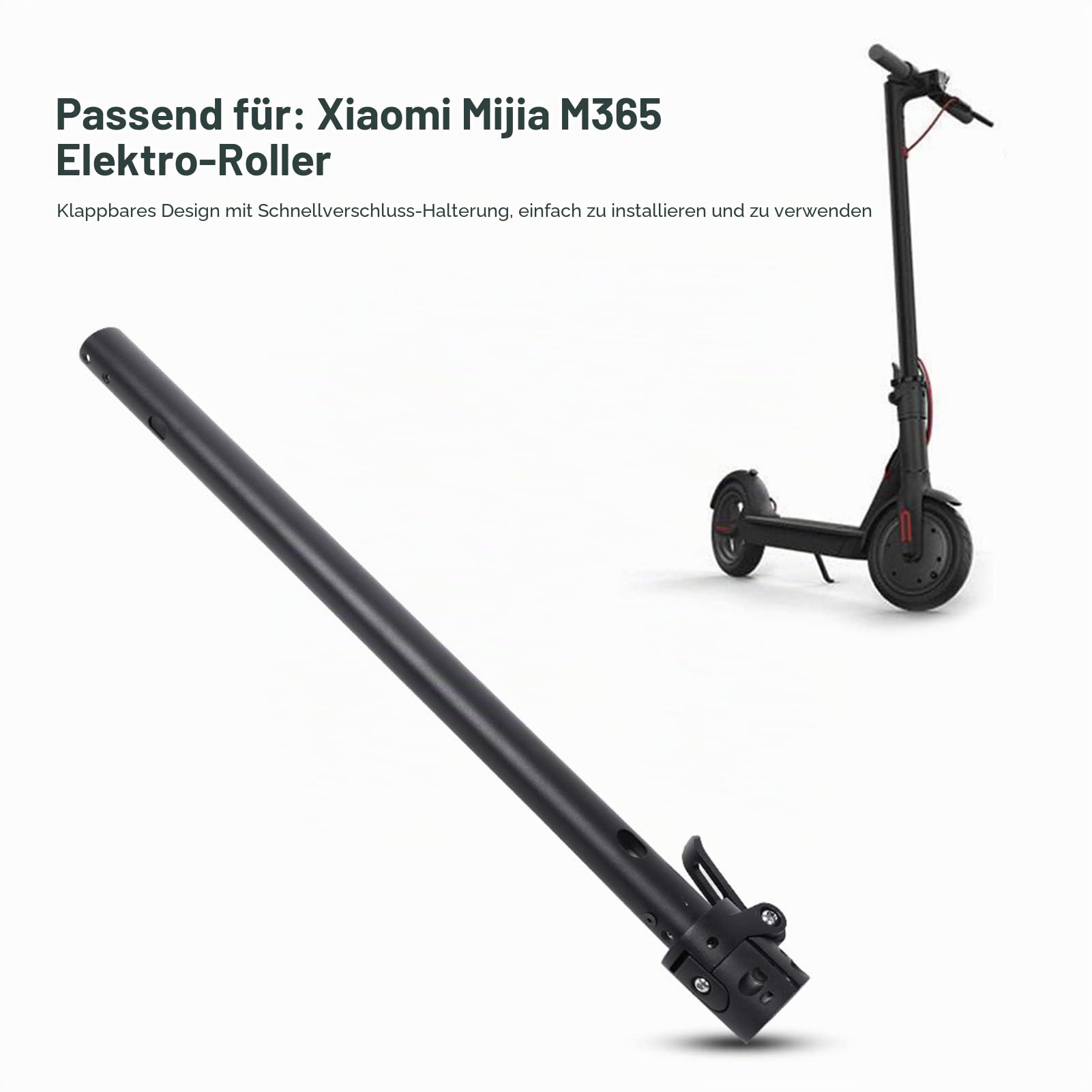 Scooter-Klappstange mit Sockel, Ersatzteile für M365 Elektro-Faltroller, Aluminiumoy E-Scooter, Ersatzteile, Schwarz