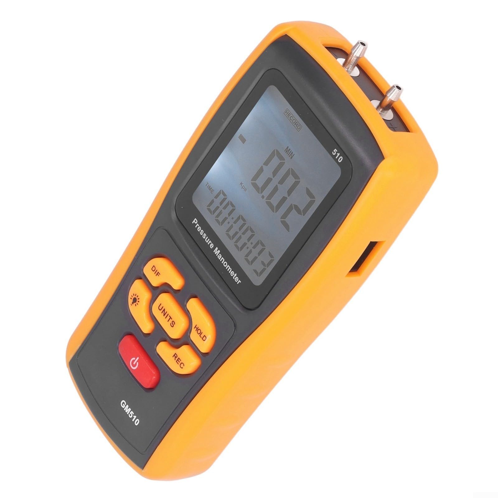 GM510 Digitales Differenzdruckmessgerät Mit USB, LCD-Hintergrundbeleuchtung ±10kPa Messbereich 0,5S Reaktionszeit Für Lüfter Für Druck, Filterwiderstand Kessel Für Druck Und Medizinische Geräte