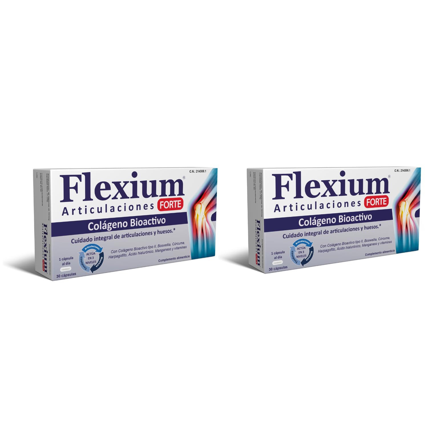 Articulaciones Forte 30 Cápsulas - Pack de 2 Unidades - Cuidado de Articulaciones y Huesos - con Colágeno Hidrolizado Tipo II, Ácido Hialurónico, Cúrcuma, Boswellia y Vitaminas