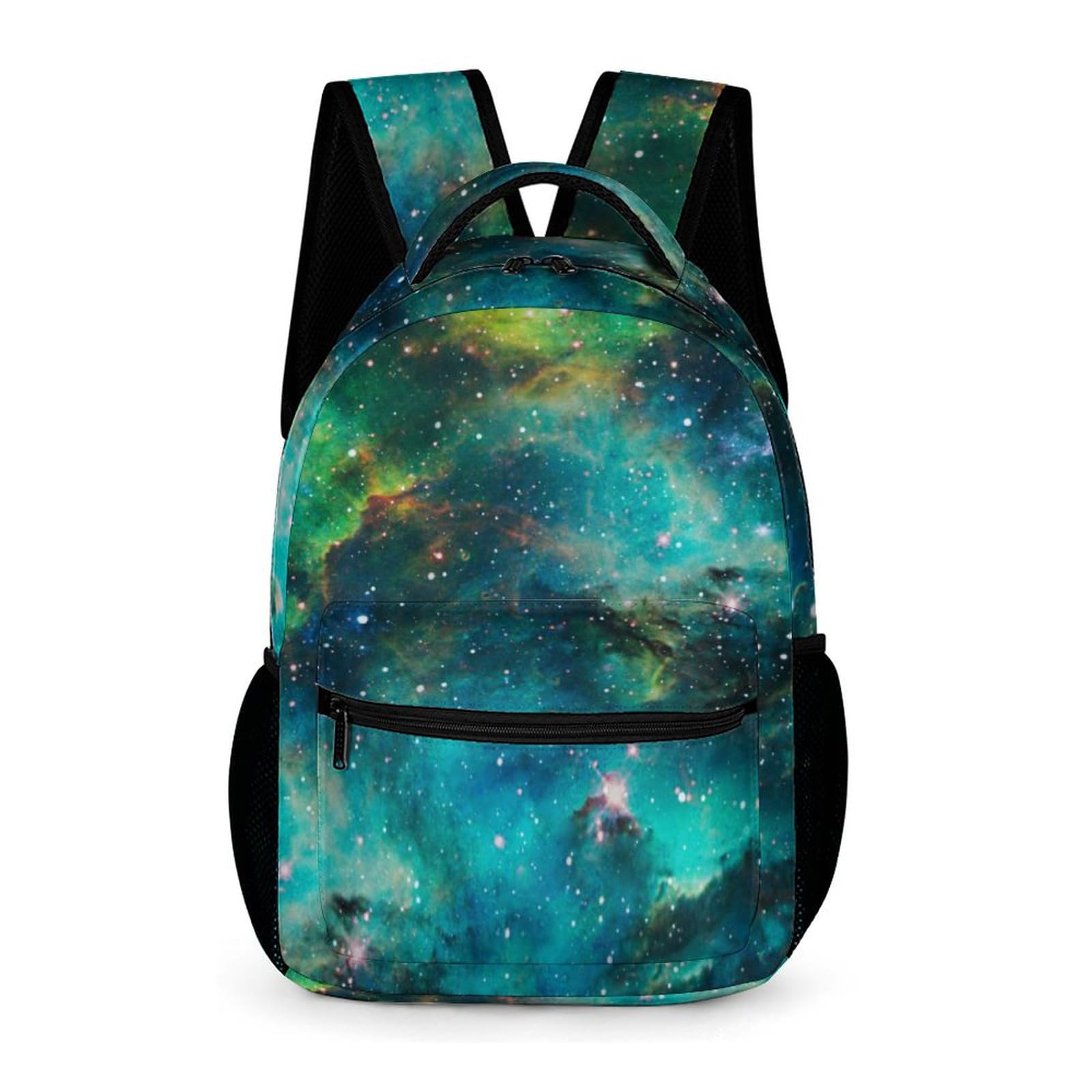 KAFFUL Green Galaxy Backpack Kids Space Universe Galaxy Backpack for Boys and Girls, Starry Stars Nebula Backpack for Elementary Kids, Children Travel