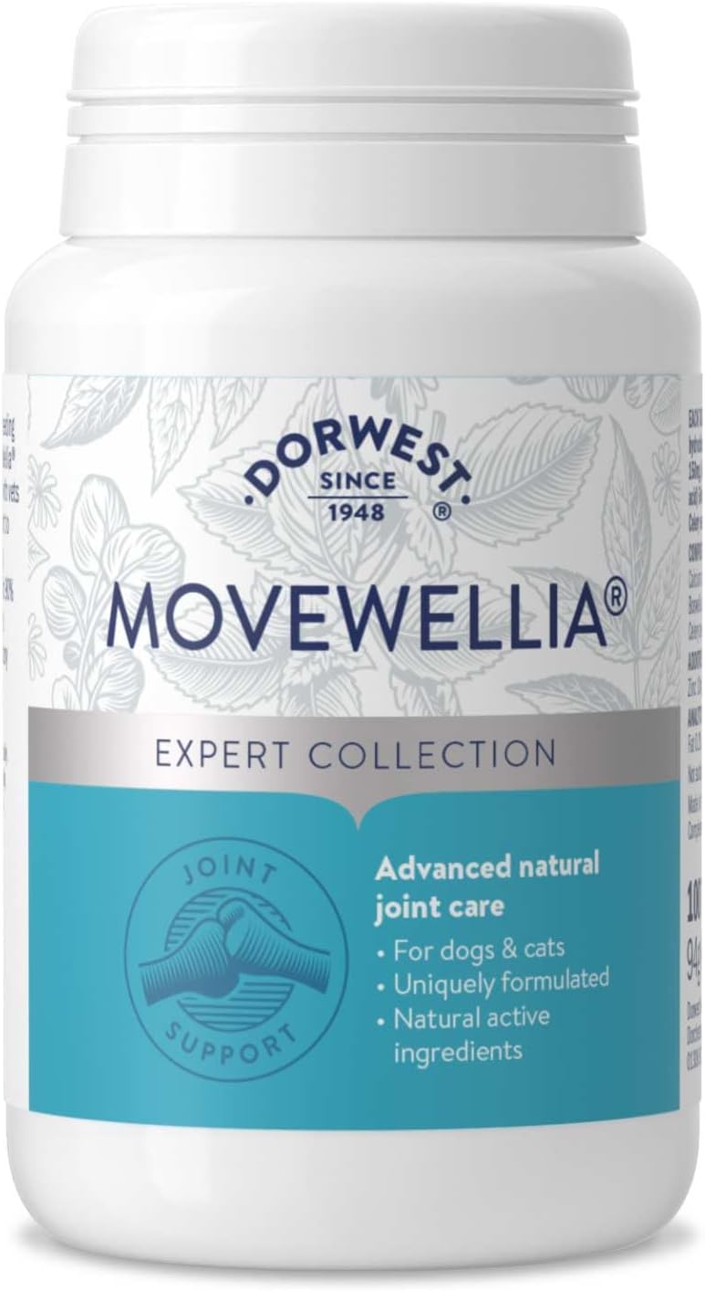 Dorwest Herbs MoveWellia Joint Care Supplement for Dogs and Cats - 100 Tablets - Natural Dog Supplements for Joint Discomfort with Boswellia, Chondroitin, Glucosamine and Celery Seed