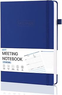 WEMATE 会議ノート 打ち合わせ 議事録 ハードカバー ビジネス メモ帳 B5 200 ページ ミーティングノート 日記帳 仕事効率化 ダークブルー